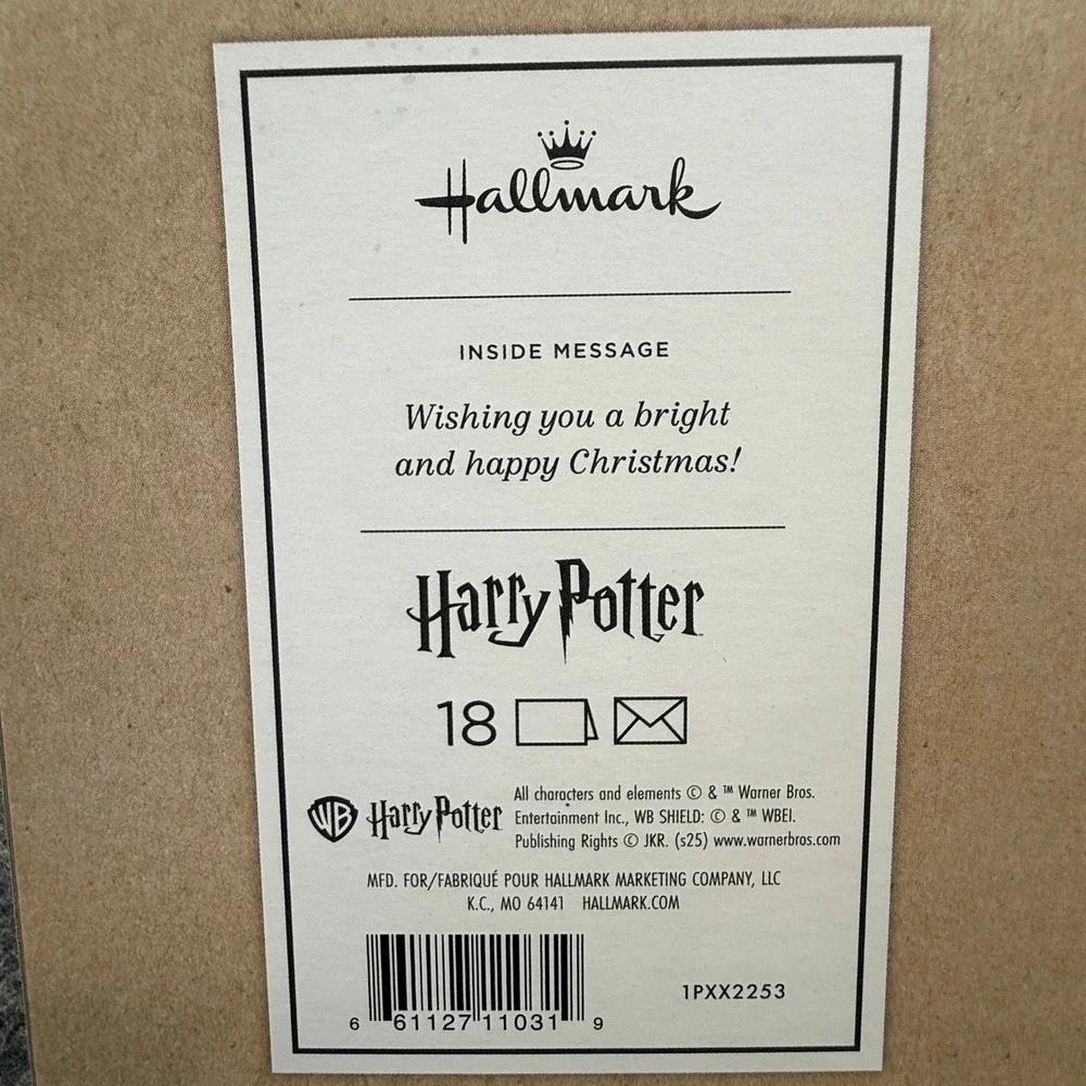 Hallmark Harry Potter Christmas Cards 18 Count Blue New Hogwarts‎ Crest Holiday